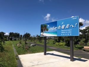 今日は、朝、龍郷町の町役場にご挨拶して、奄美11:40発 の飛行機で鹿児島です。台風から逃げるように移動です。
